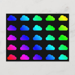 Cartão Postal Rainbow Clouds Colorida Multicolor Kawaii Clipart
