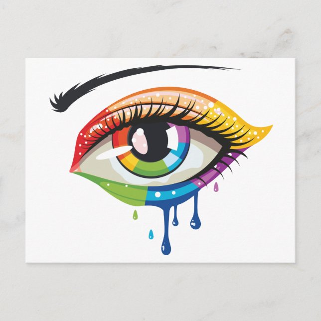 Cartão Postal Rainbow Colors Eye (Frente)