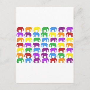 Cartão Postal Rainbow Elephants ClassDesigner