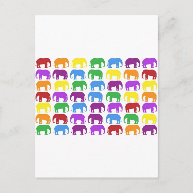 Cartão Postal Rainbow Elephants ClassDesigner (Frente)