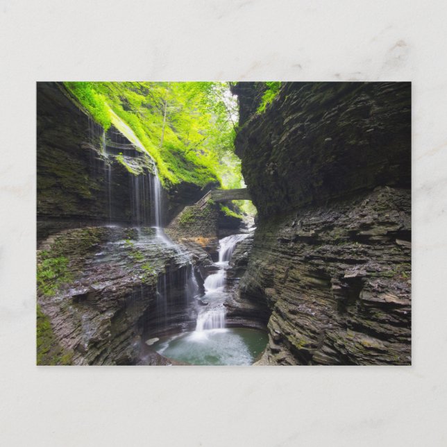 Cartão Postal Rainbow Falls & cascade, Watkins Glen, New Yor (Frente)