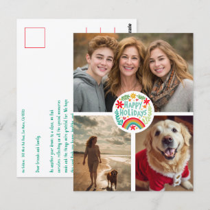 Cartão Postal Rainbow Feriado Cute desenhado à Mão PERSONALIZADO