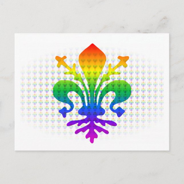 Cartão Postal Rainbow Fleur-de-lis (Frente)