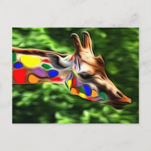 Cartão Postal Rainbow Giraffe