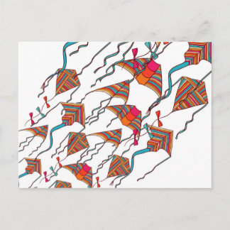 Cartão Postal Rainbow Kite Pattern