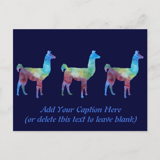 Cartão Postal Rainbow Llamas (Frente)