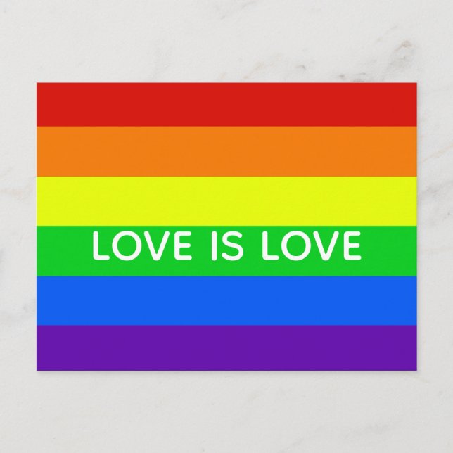 Cartão Postal Rainbow Love é Love Orgulho gay LGBTQ Beauful (Frente)