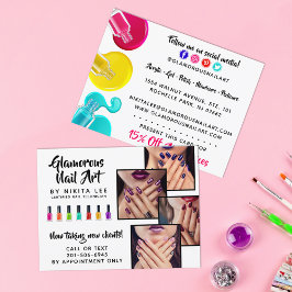 Cartão Postal Rainbow Nail Art Tech Salon 4-Photo Flyer