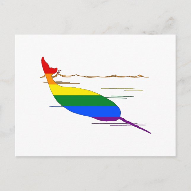 Cartão Postal Rainbow Narwhal (Frente)