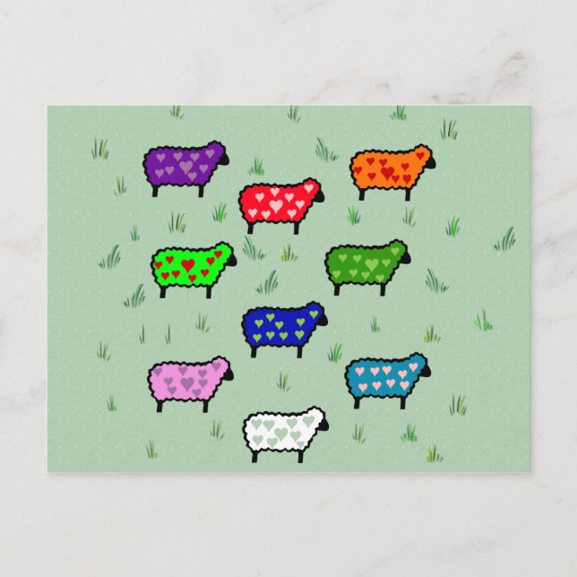 Cartão Postal Rainbow Of Sheep (Frente)