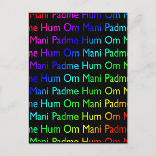 Cartão Postal Rainbow Om Mani Padme Hum (a preto)