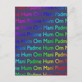Cartão Postal Rainbow Om Mani Padme Hum em Roxo