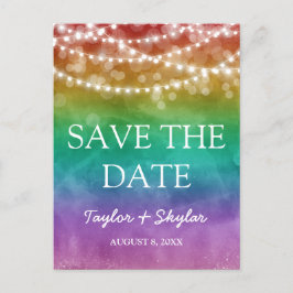 Cartão Postal Rainbow Ombre Gay Casamento Salve a Data