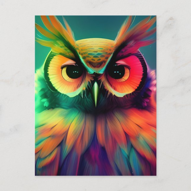 Cartão Postal Rainbow Owl (Frente)