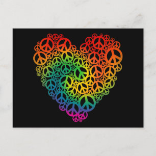 Cartão Postal Rainbow Peace Heart