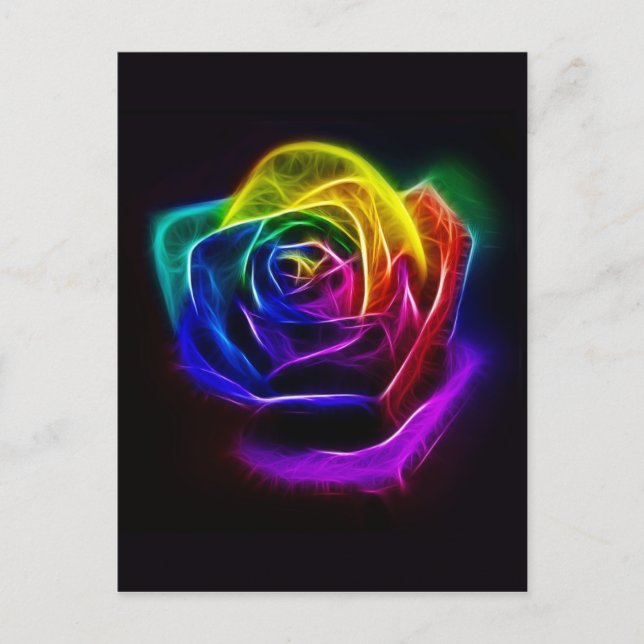 Cartão Postal Rainbow Rosa Fractal (Frente)