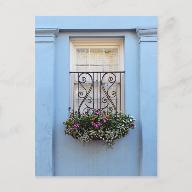 Cartão Postal Rainbow Row Flower Box, Charleston, S.C. (Frente)