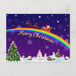 Cartão Postal Rainbow Santa Claus
