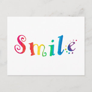 Cartão Postal Rainbow Sorriso Cartão-postal Feliz Sorriso Typog