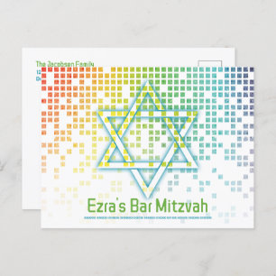 Cartão Postal Rainbow Video Game Gamer Bar Mitzvah Salvar a Data