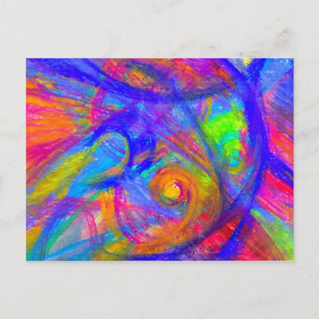 Cartão Postal Rainbow Wild Postcard | Abstract Pastel Chalk Art (Frente)