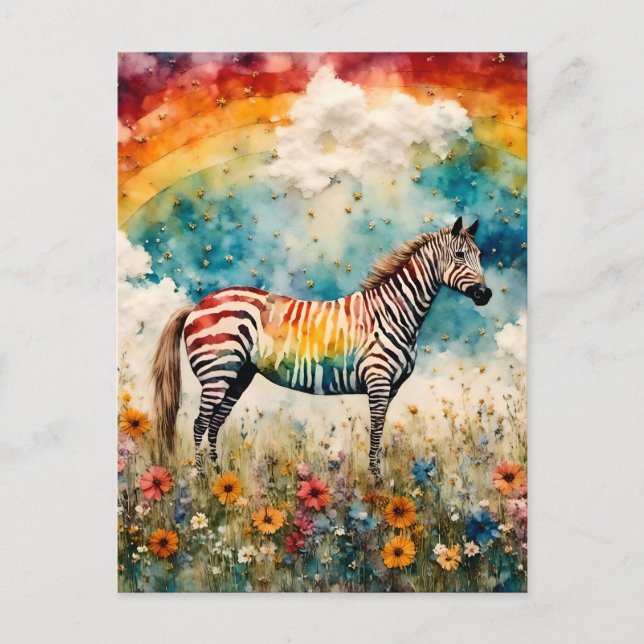 Cartão Postal Rainbow Zebra (Frente)