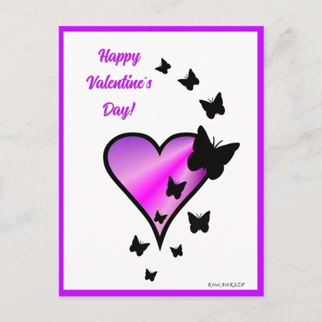 Cartão Postal Rainbowheart e Borboleta (Frente)