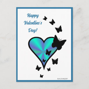 Cartão Postal Rainbowheart e Borboleta