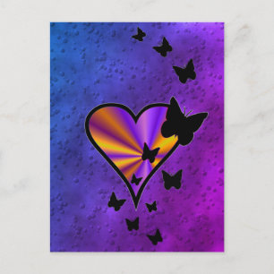 Cartão Postal Rainbowheart e Borboleta