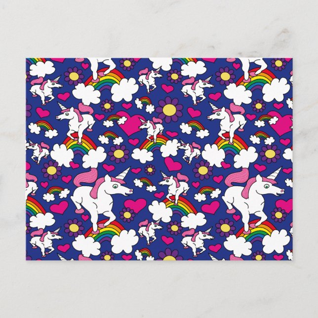 Cartão Postal Rainbows e Unicorns (Frente)