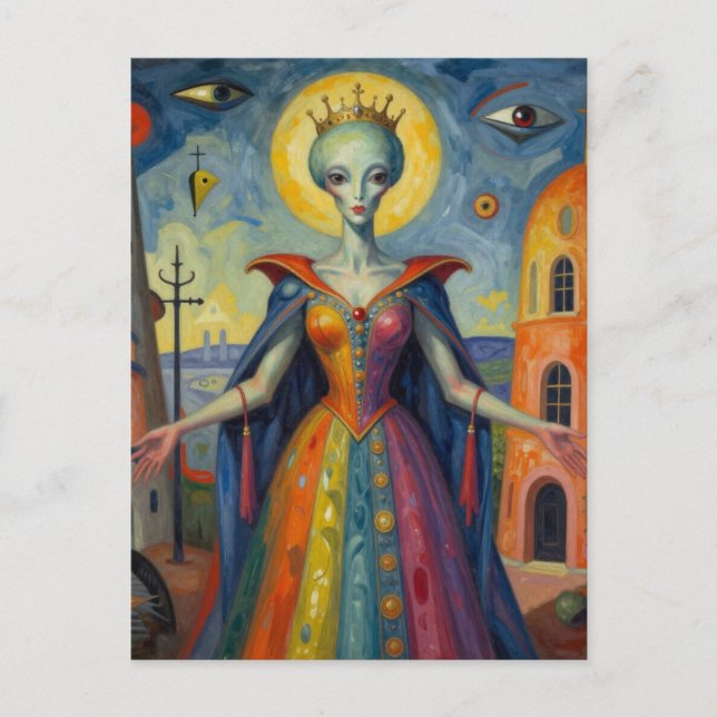 Cartão Postal Rainha Alien Surreal  (Frente)