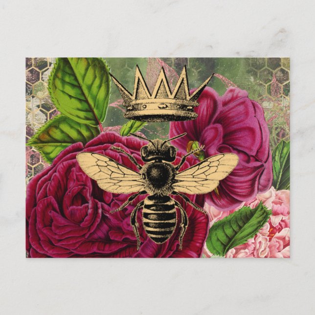 Cartão Postal Rainha Bee e Rosas Místicos (Frente)