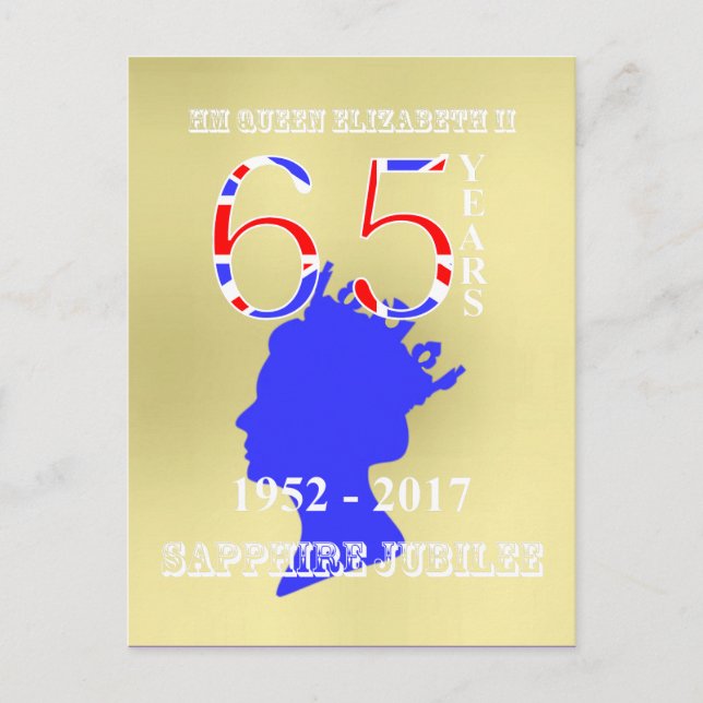Cartão Postal Rainha Britânica Elizabeth II Jubileu de Safira (Frente)