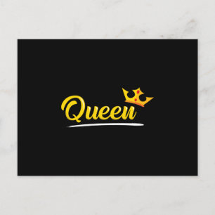 Cartão Postal Rainha Coroa Princesa Dourado Presente Divertido I