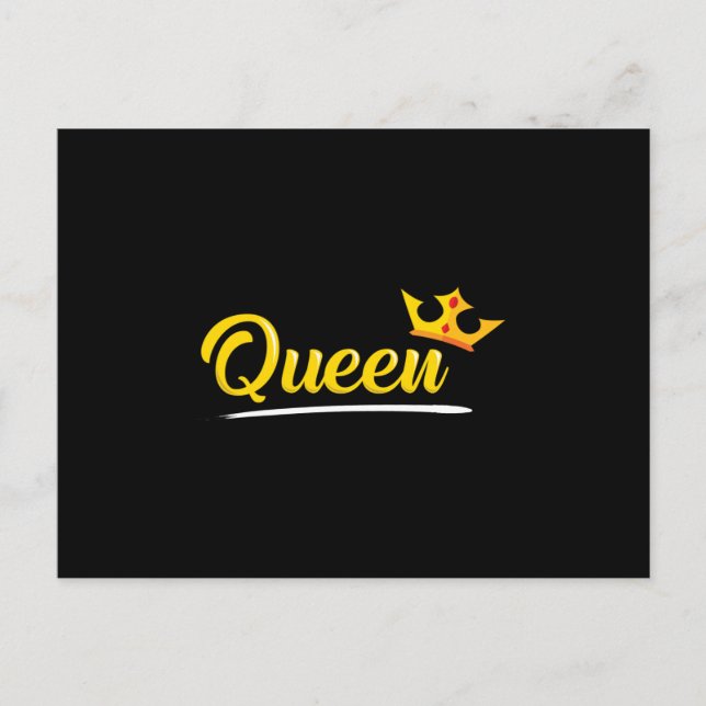 Cartão Postal Rainha Coroa Princesa Dourado Presente Divertido I (Frente)