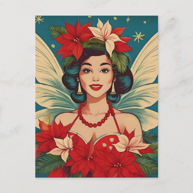 Cartão Postal Rainha da Beleza do Natal Tropical de Retro (Frente)