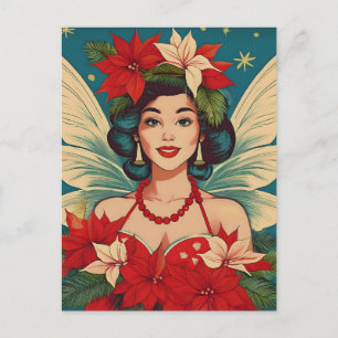 Cartão Postal Rainha da Beleza Pin-Up de Natal Tropical dos Anos