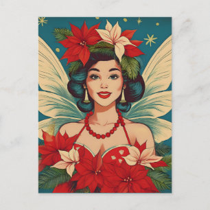 Cartão Postal Rainha da Beleza Pin-Up de Natal Tropical dos Anos