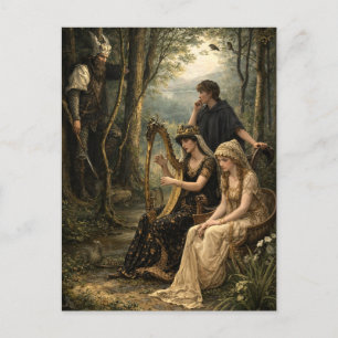 Cartão Postal Rainha da Floresta de Conto de Fadas Medieval com