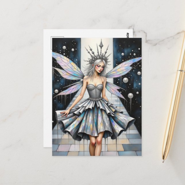 Cartão Postal Rainha das fadas na mostra de moda reciclada  (Frente/Verso In Situ)