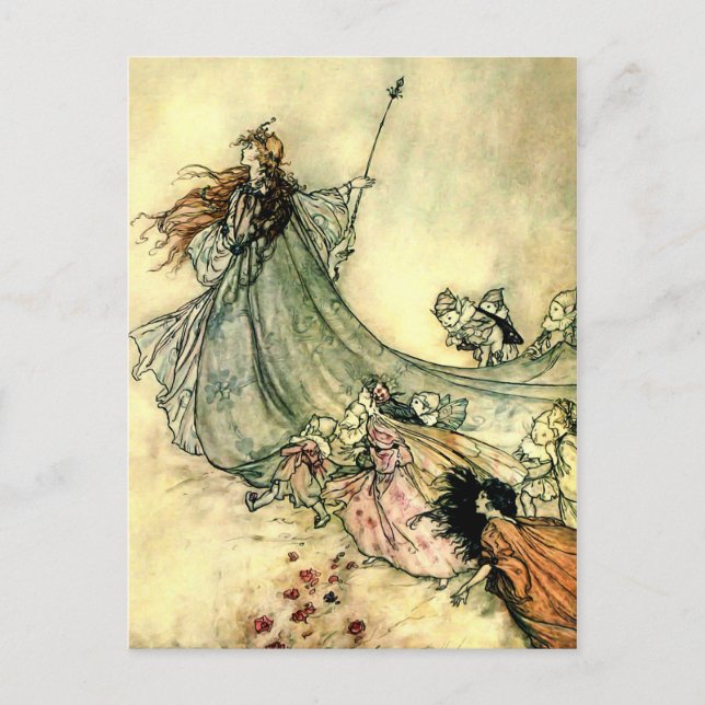Cartão Postal "Rainha das Fadas" por Arthur Rackham (Frente)