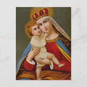 Cartão Postal Rainha do Céu Virgem Abençoada Mary Baby Jesus
