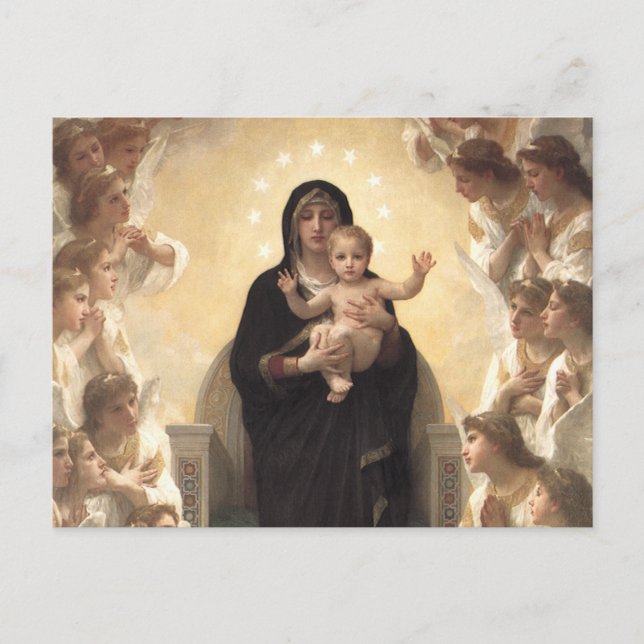 Cartão Postal Rainha dos Angels Regina Angelorum, de Bouguereau (Frente)