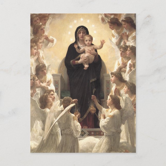 Cartão Postal Rainha dos Angels Regina Angelorum, de Bouguereau (Frente)