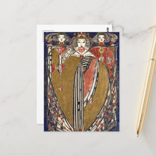 Cartão Postal Rainha dos Corações por Margaret Macdonald Mackint