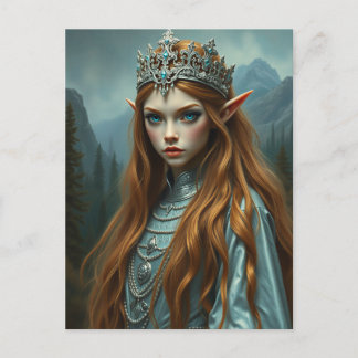 Cartão Postal Rainha Elfa Aelithra - Arte de Fantasia Sombria Gó