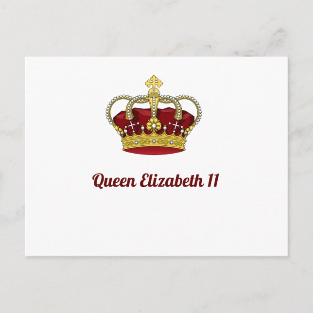 Cartão Postal Rainha Elizabeth 11 Coroa (Frente)