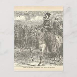 Cartão Postal Rainha Elizabeth I na Antiguidade Tilbury Engrave