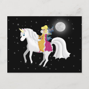 Cartão Postal Rainha Faery e Unicórnio