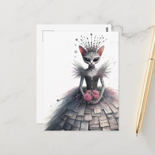 Cartão Postal Rainha Kitty das Histórias (Frente/Verso In Situ)